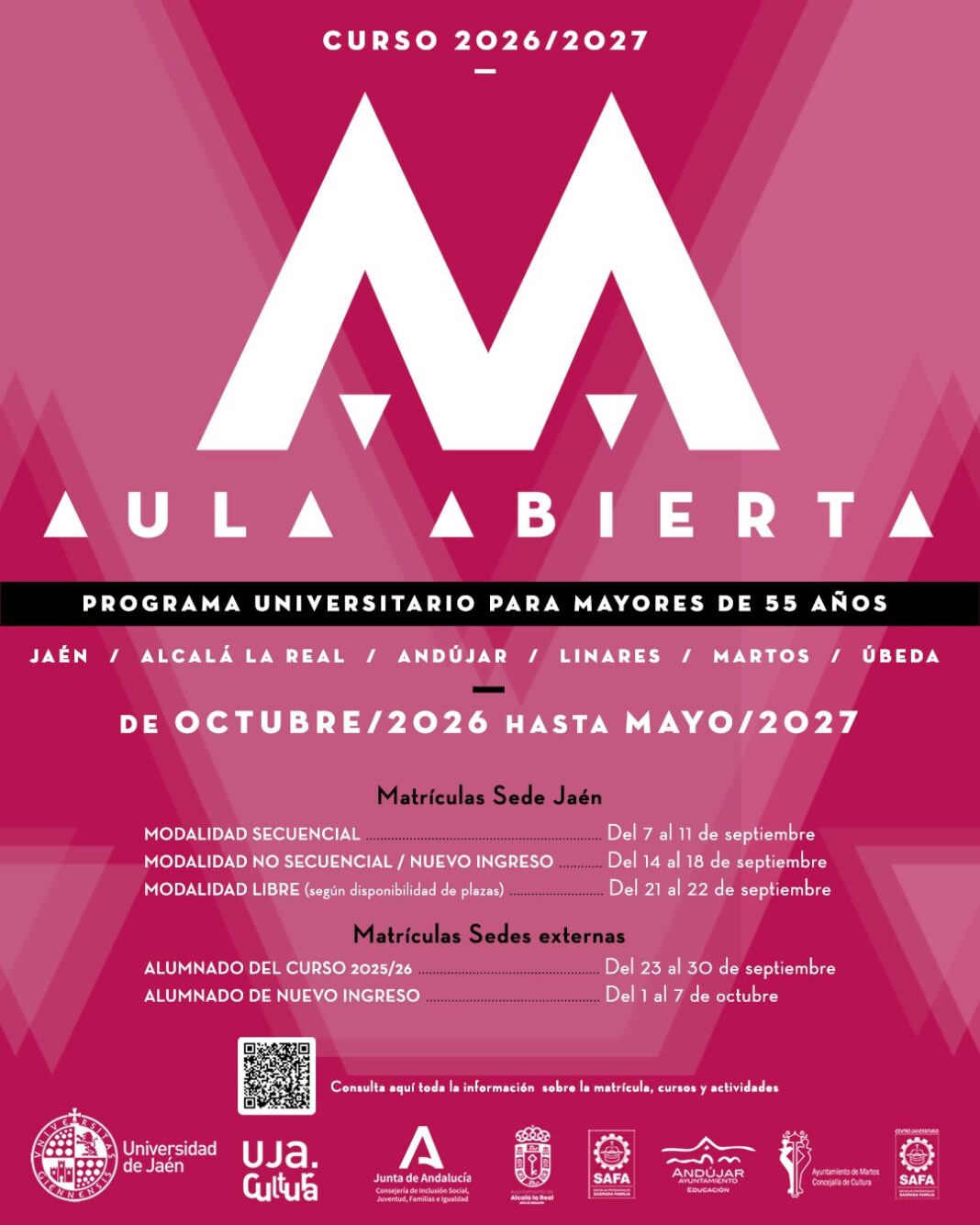 Jaén abre la matrícula del programa universitario Aula Abierta para mayores de 55 años