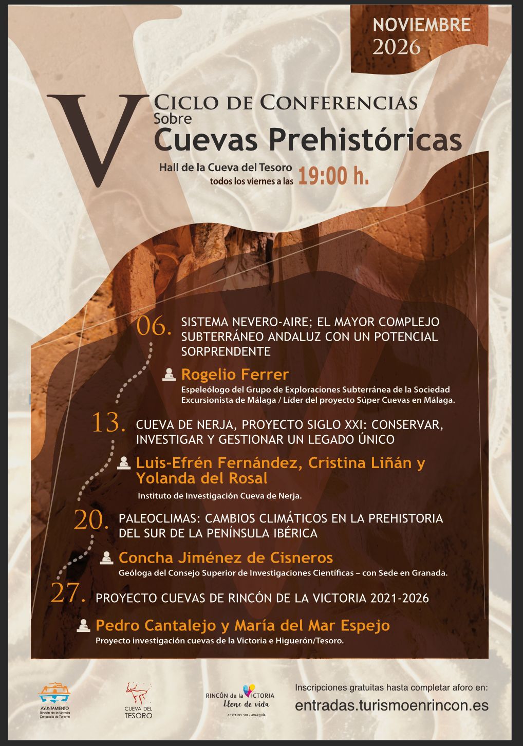 Cuatro conferencias de noviembre sobre cuevas prehistóricas en Rincón de la Victoria
